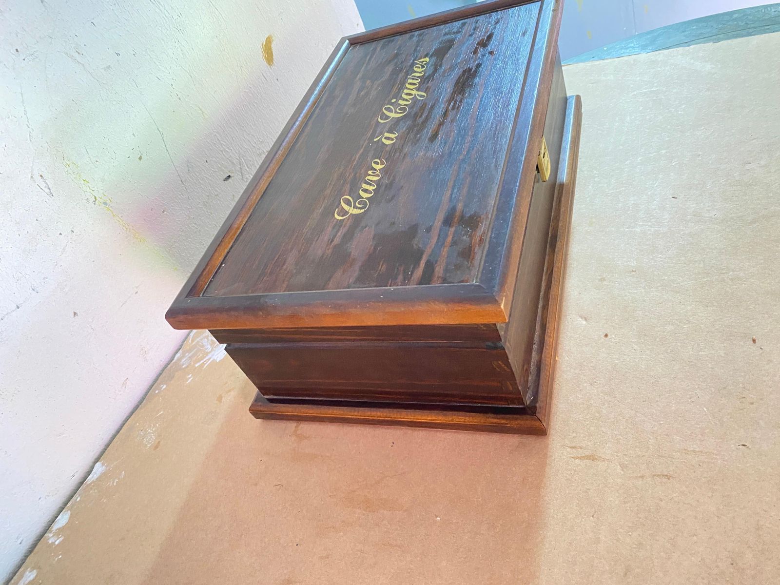 Cigar Humidor, Ebony Macassar Cigar Box, France 1960, Brown Color photo 470.0