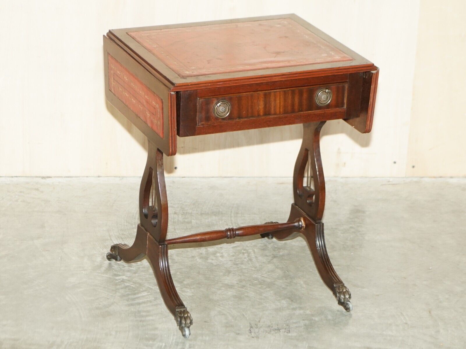 Bevan Funnell Oxblood Leather Side End Table Extending Top Great Games Table