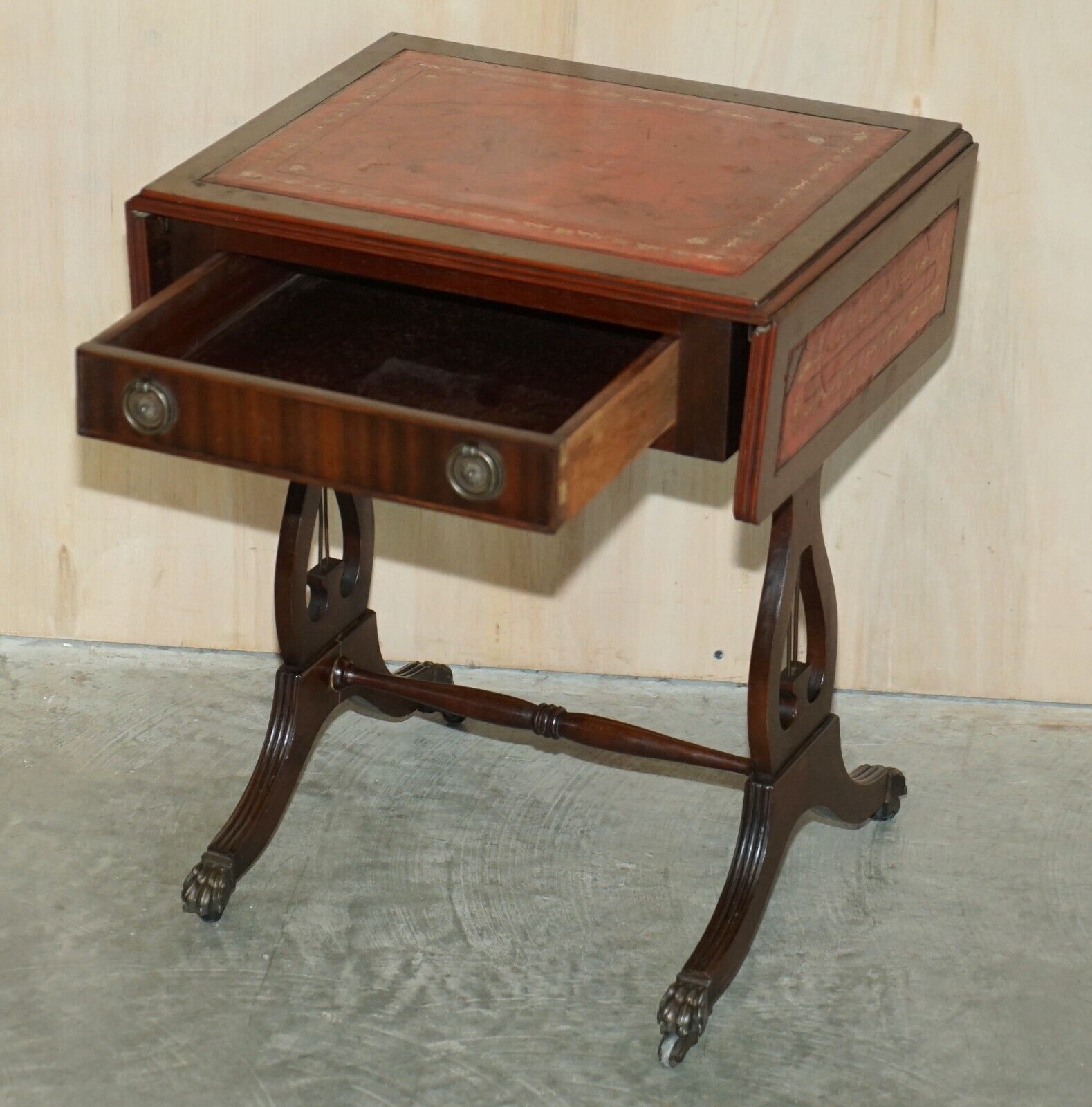 photo furniture Bevan Funnell Oxblood Leather Side End Table Extending Top Great Games Table