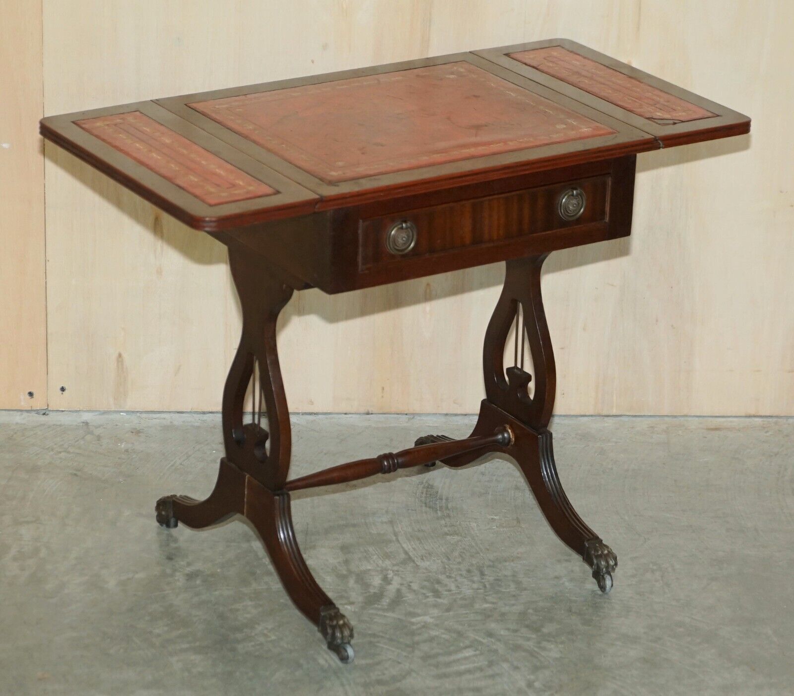 photo for sale Bevan Funnell Oxblood Leather Side End Table Extending Top Great Games Table