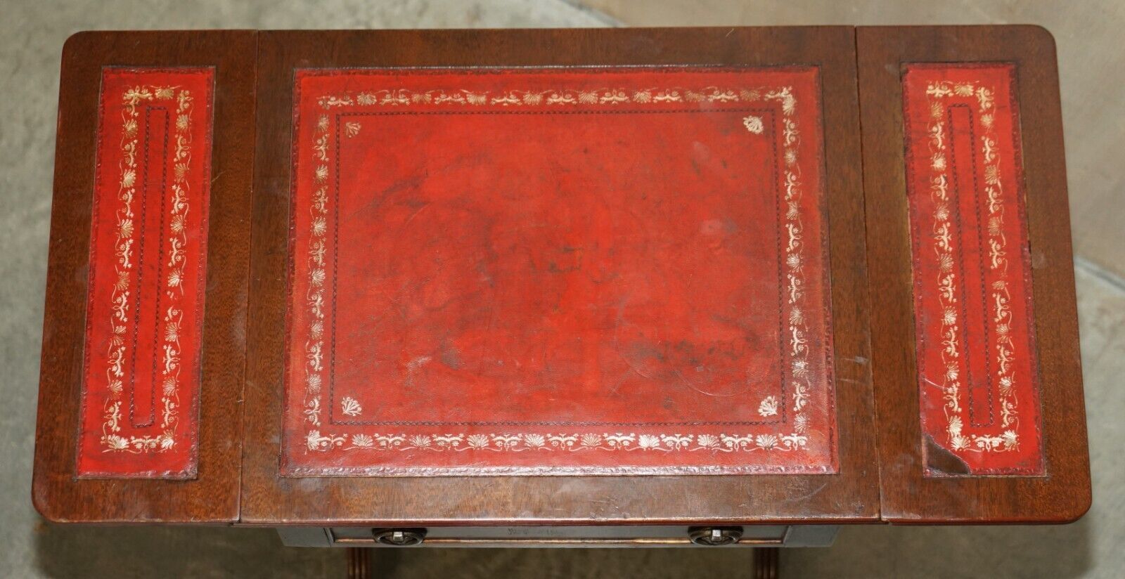 Furniture Bevan Funnell Oxblood Leather Side End Table Extending Top Great Games Table photo
