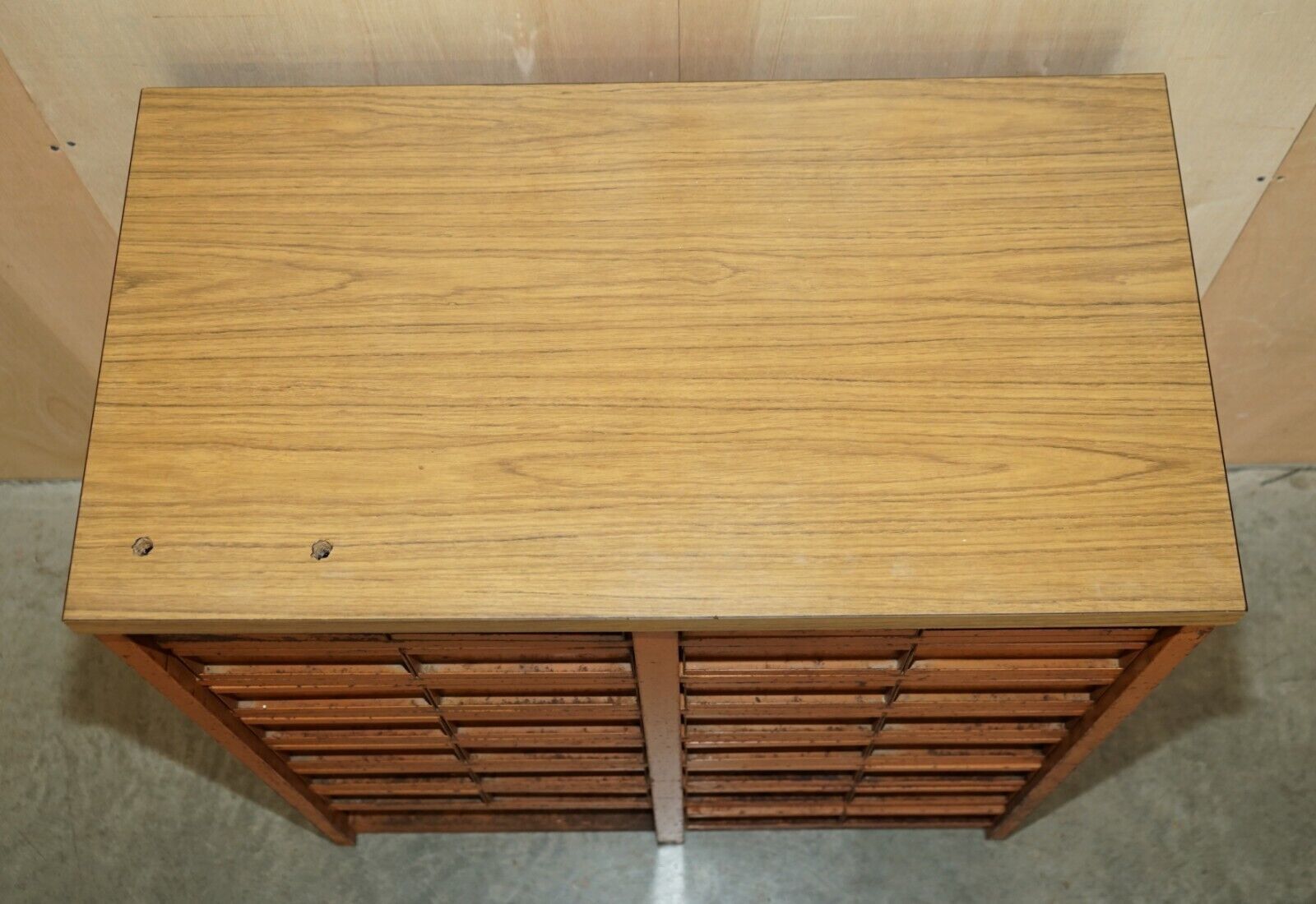 Antique Industrial Metal Workers Chest Of Drawers For Screws Nuts And Bolts photo vinterior