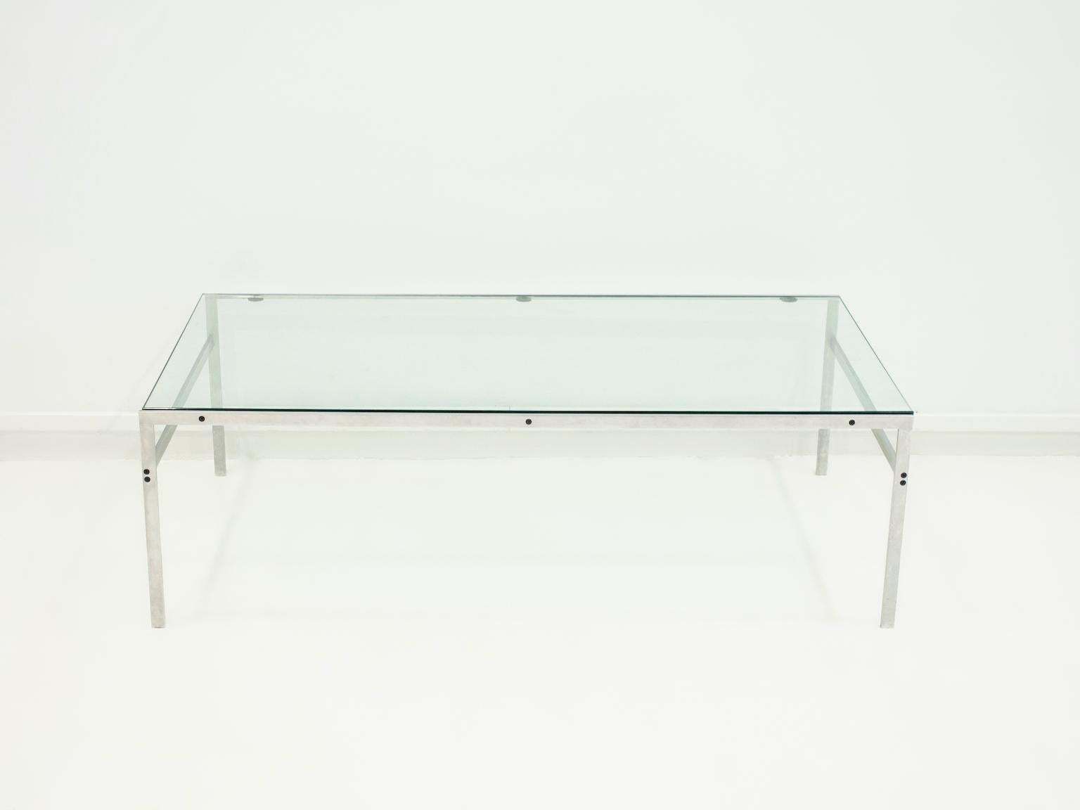 Coffee Table Of Steel And Glass By Preben Fabricius And Jørgen Kastholm photo for sale