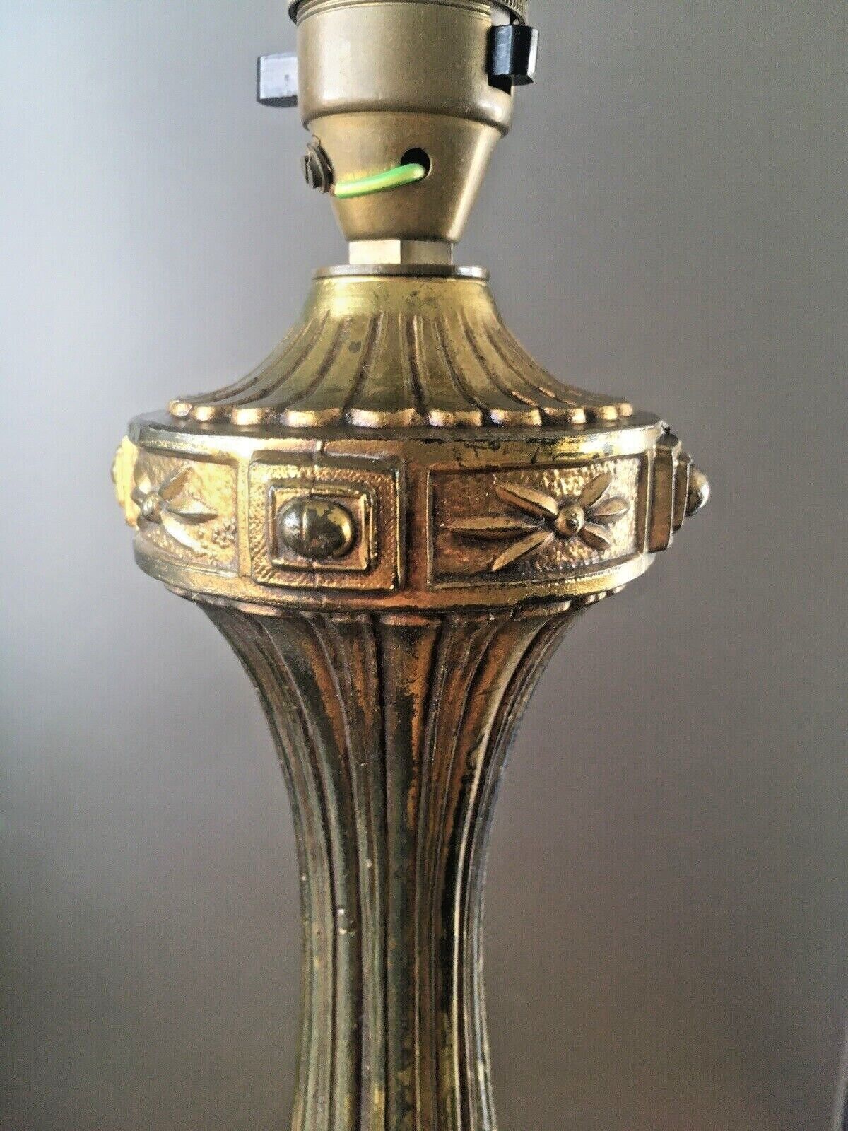 Large Grand Antique French Regency Empire Gilt Spelter Table Lamp Vintage Ornate photo vintage