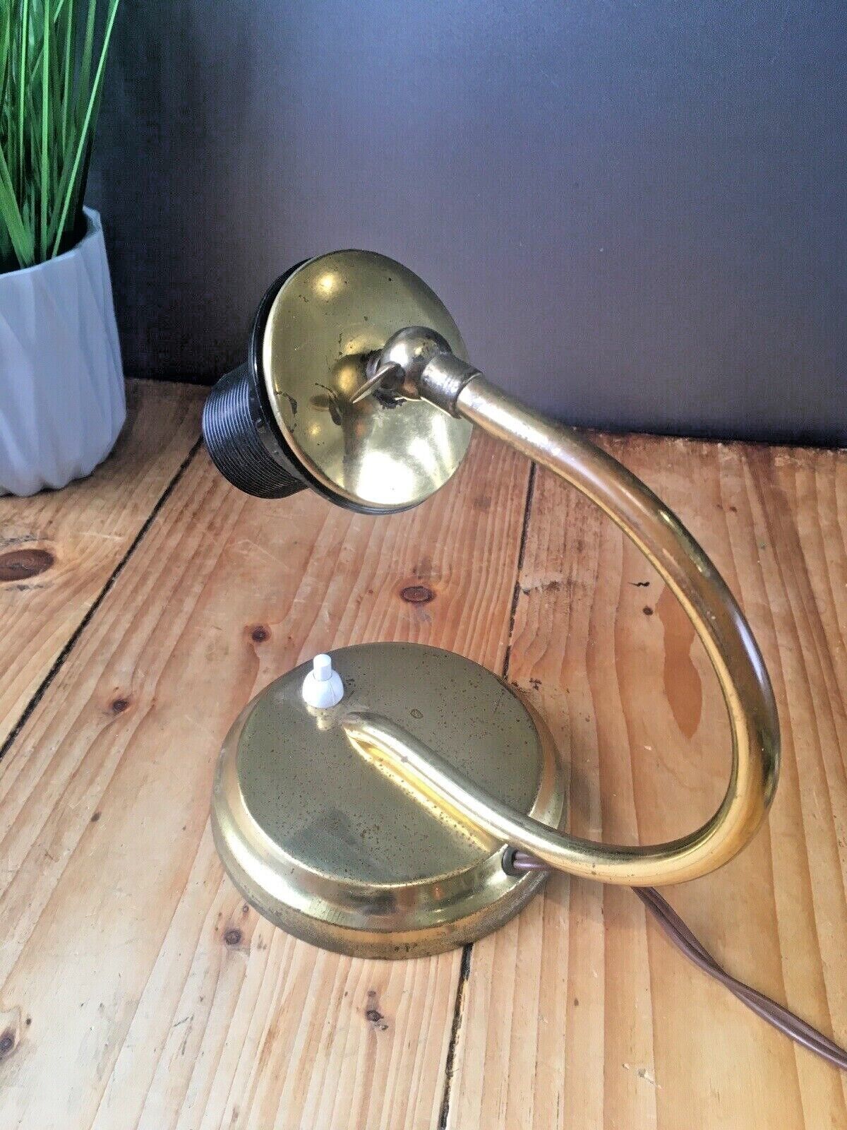 Art Deco Articulated European Brass Plated Push Switch Bedside Table / Desk Lamp photo vinterior