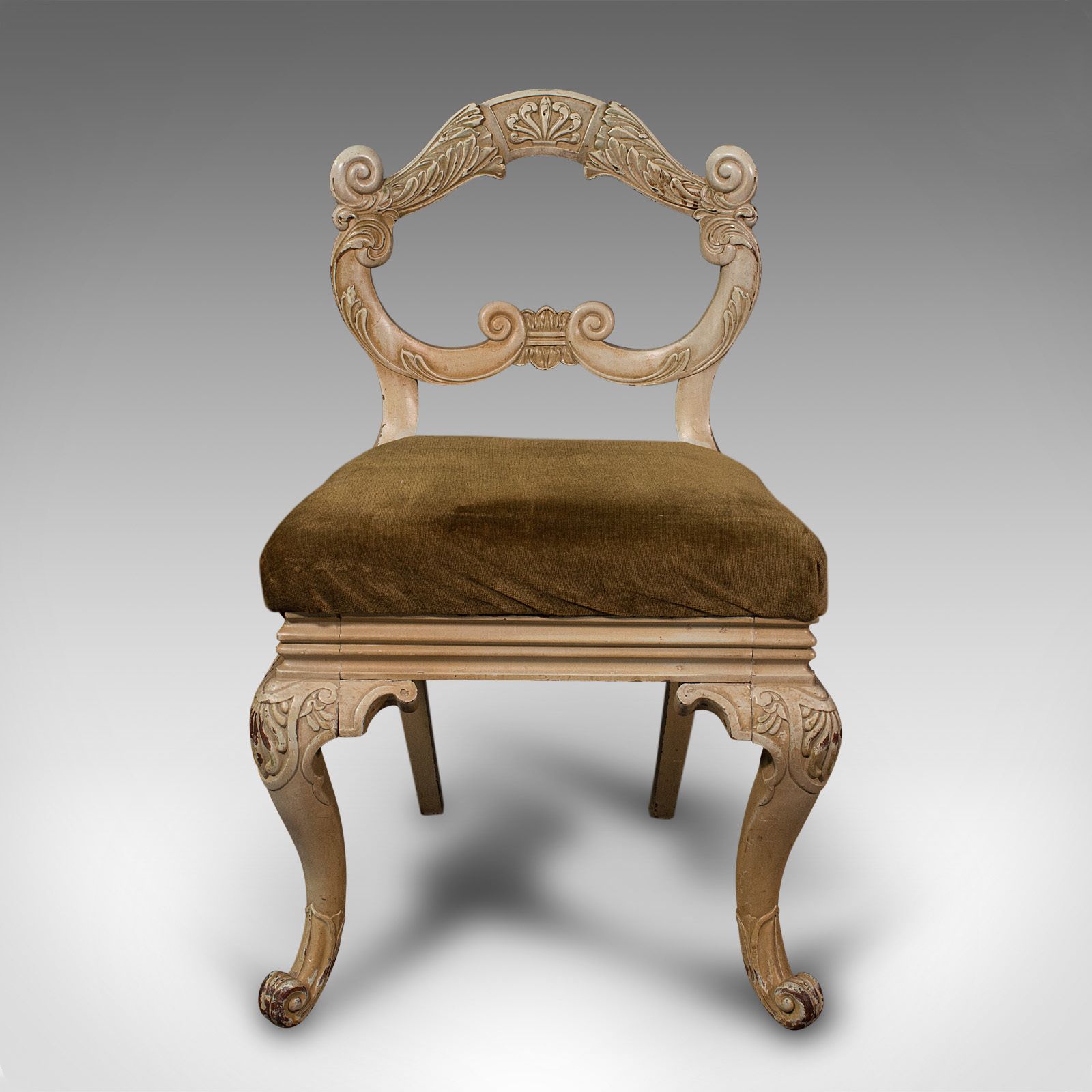 Pair Of Antique Side Chairs, French, Painted, Hall, Occasional Seat photo for sale