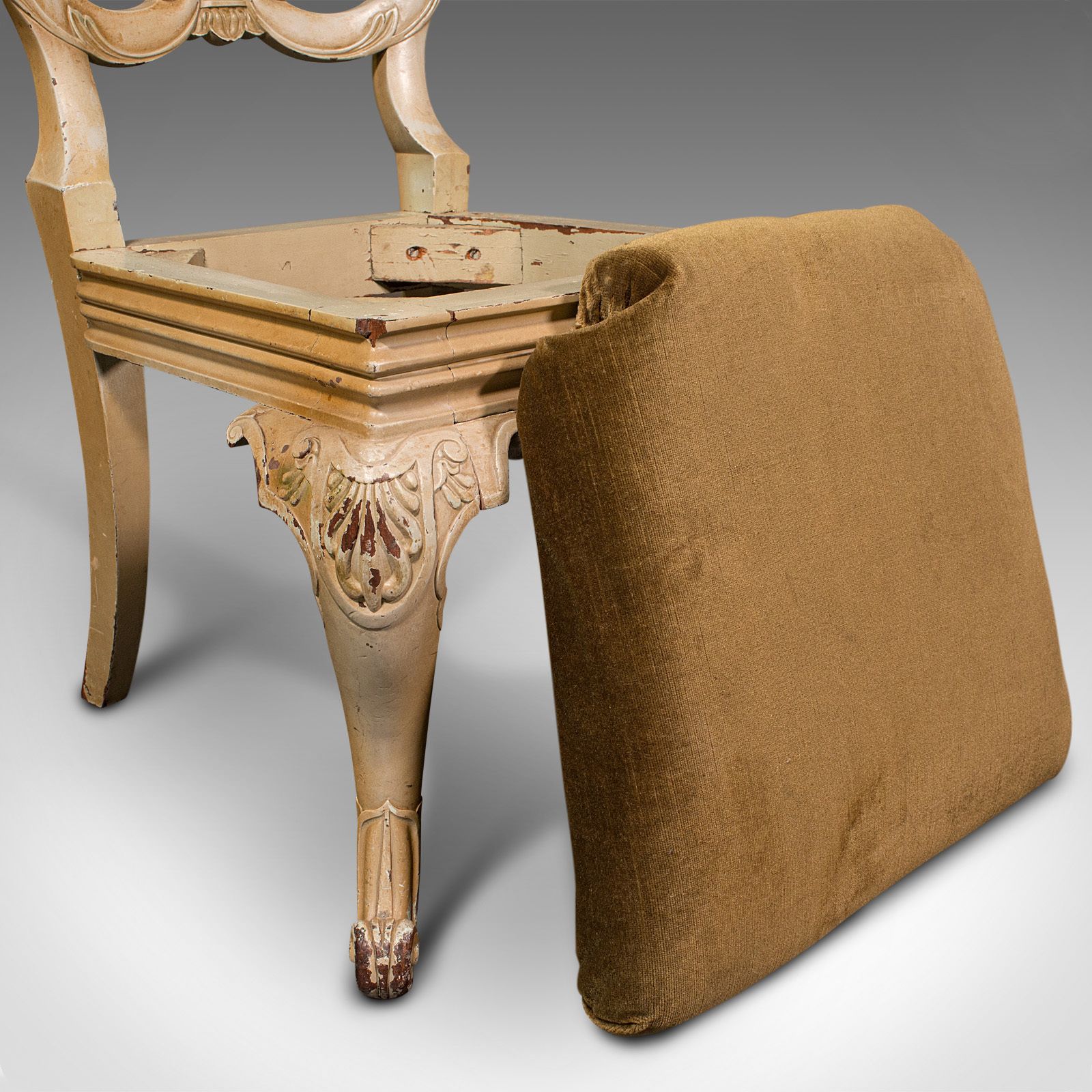 Pair Of Antique Side Chairs, French, Painted, Hall, Occasional Seat photo vinterior
