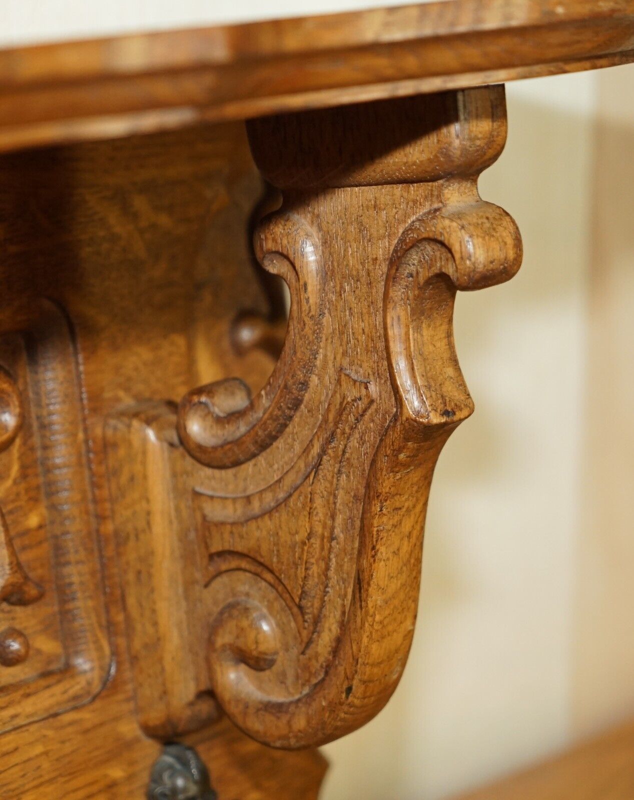 Ornately Carved Cherub Dutch Oak Coat Hat Scarf Wall Rack Hanger Bronze Hooks photo buy