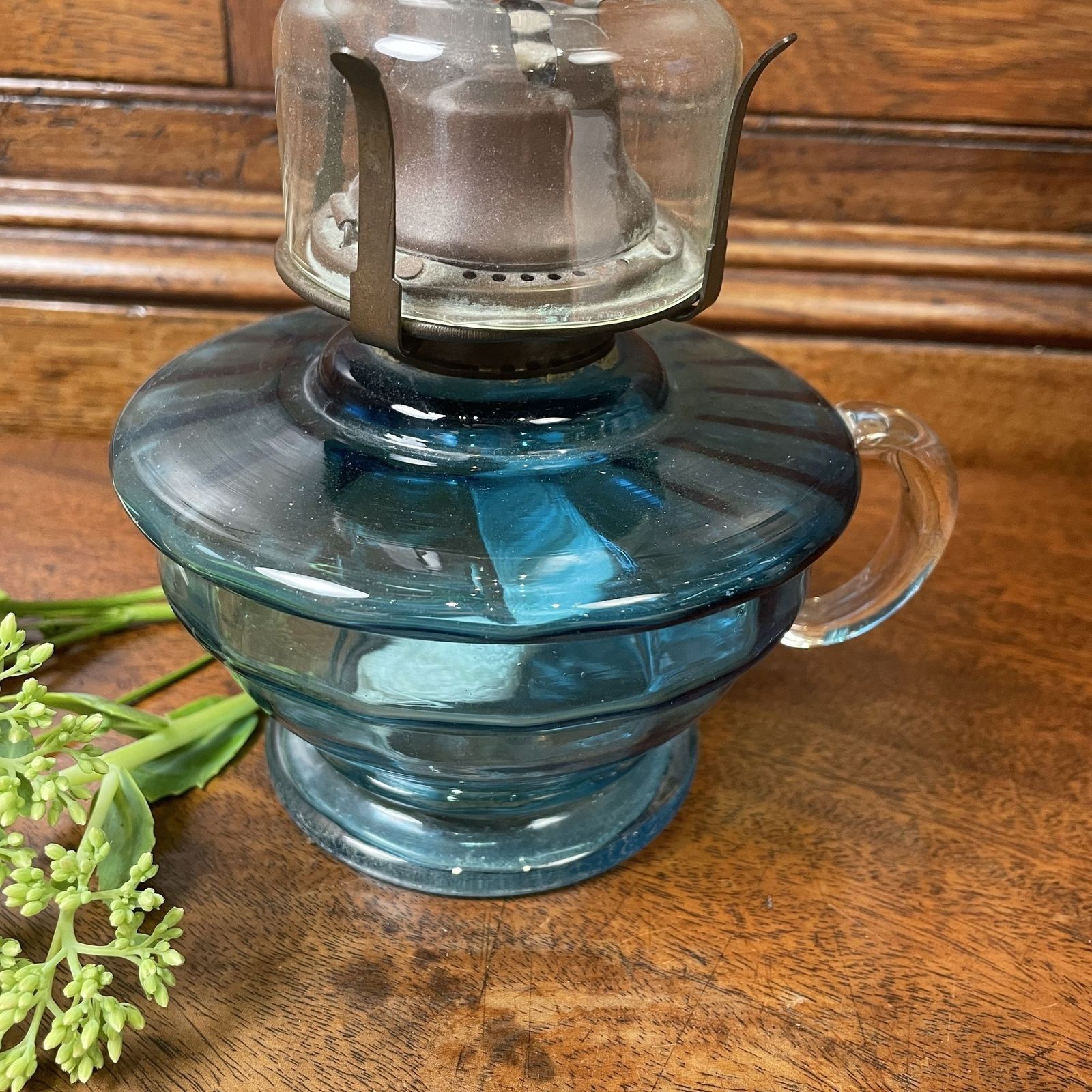 Victorian Blue Glass Oil Lamp photo Lighting