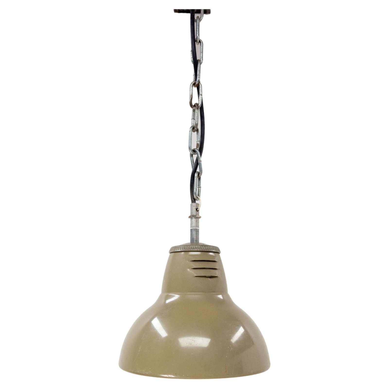 French Tole And Glass Style Holophane Lamp Ceiling Pendant, Circa 1960
