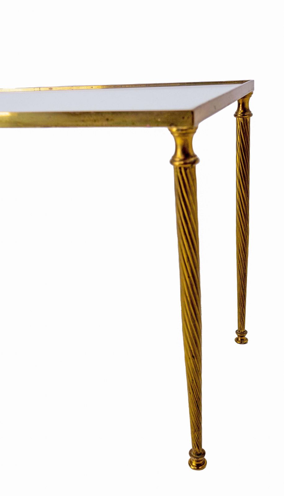 Salontafel Mid-Century Glas en Verguld Messing met Gedraaide Poten, Frankrijk 1960 photo buy