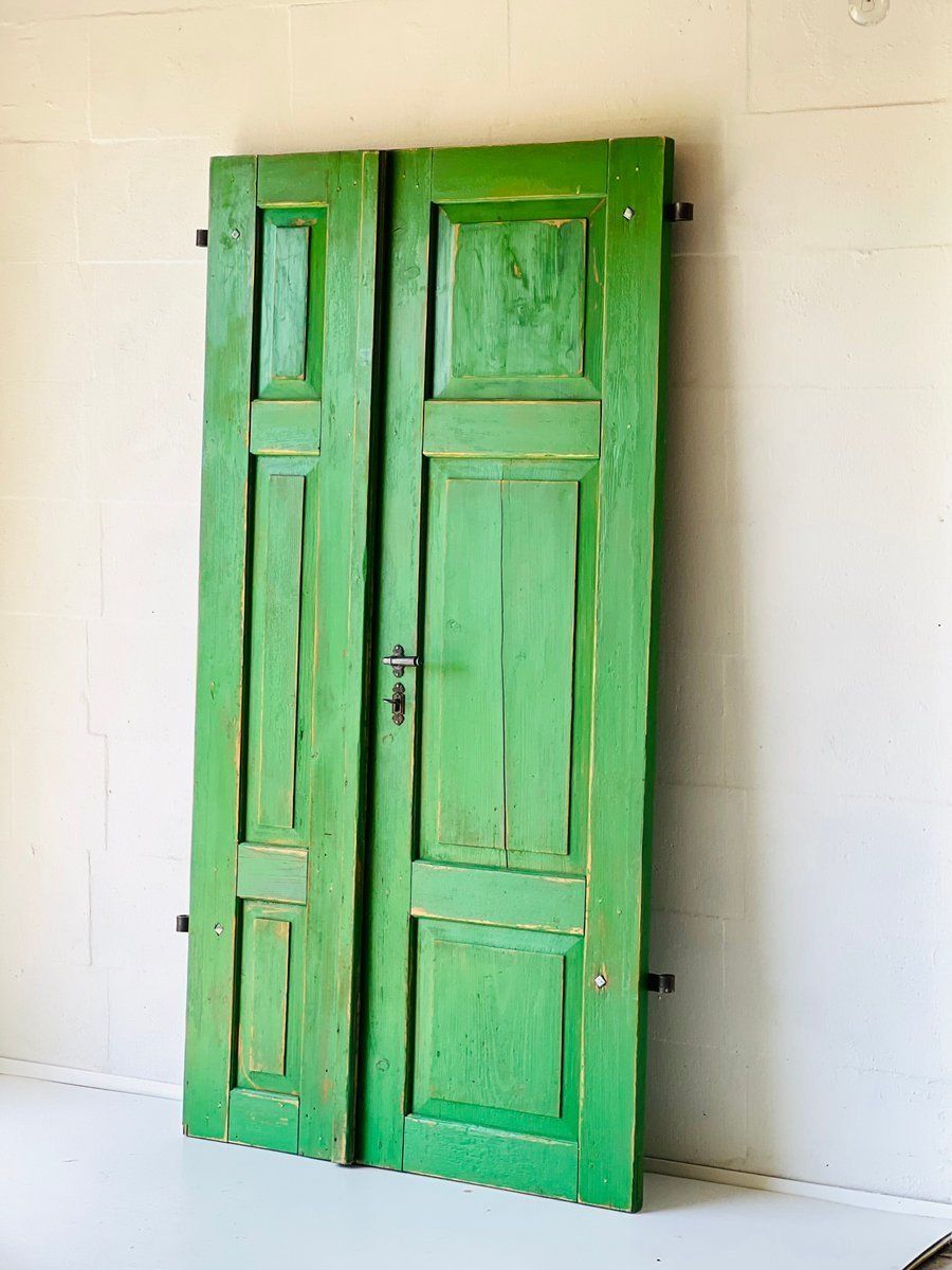 Antique Doors In Green Set Of 2 photo for sale