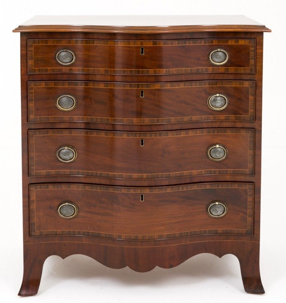 Mahogany Hepplewhite Chest Drawers Serpentine photo vinterior