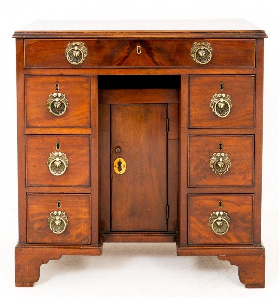 Antique Knee Hole Desk   Georgian Mahogany 18th Century photo for sale