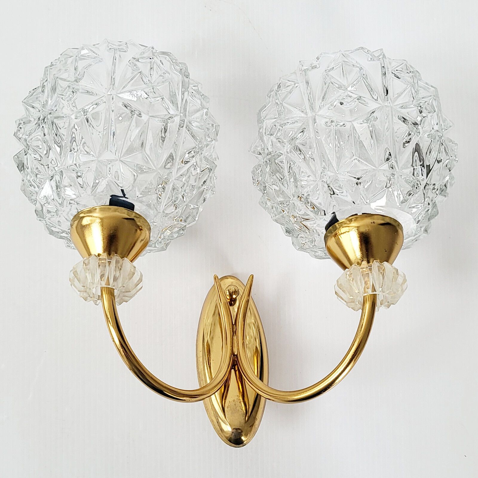 Vintage Applique 1950 Maison Arlus Plexiglass Glass & Golden Brass 50s 1950s