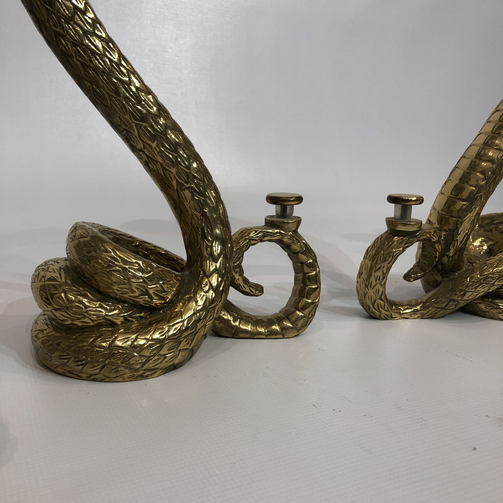 Alain Chevret Brass Snakes Coffee Table 1970s Two Tier Hollywood Regency photo for sale