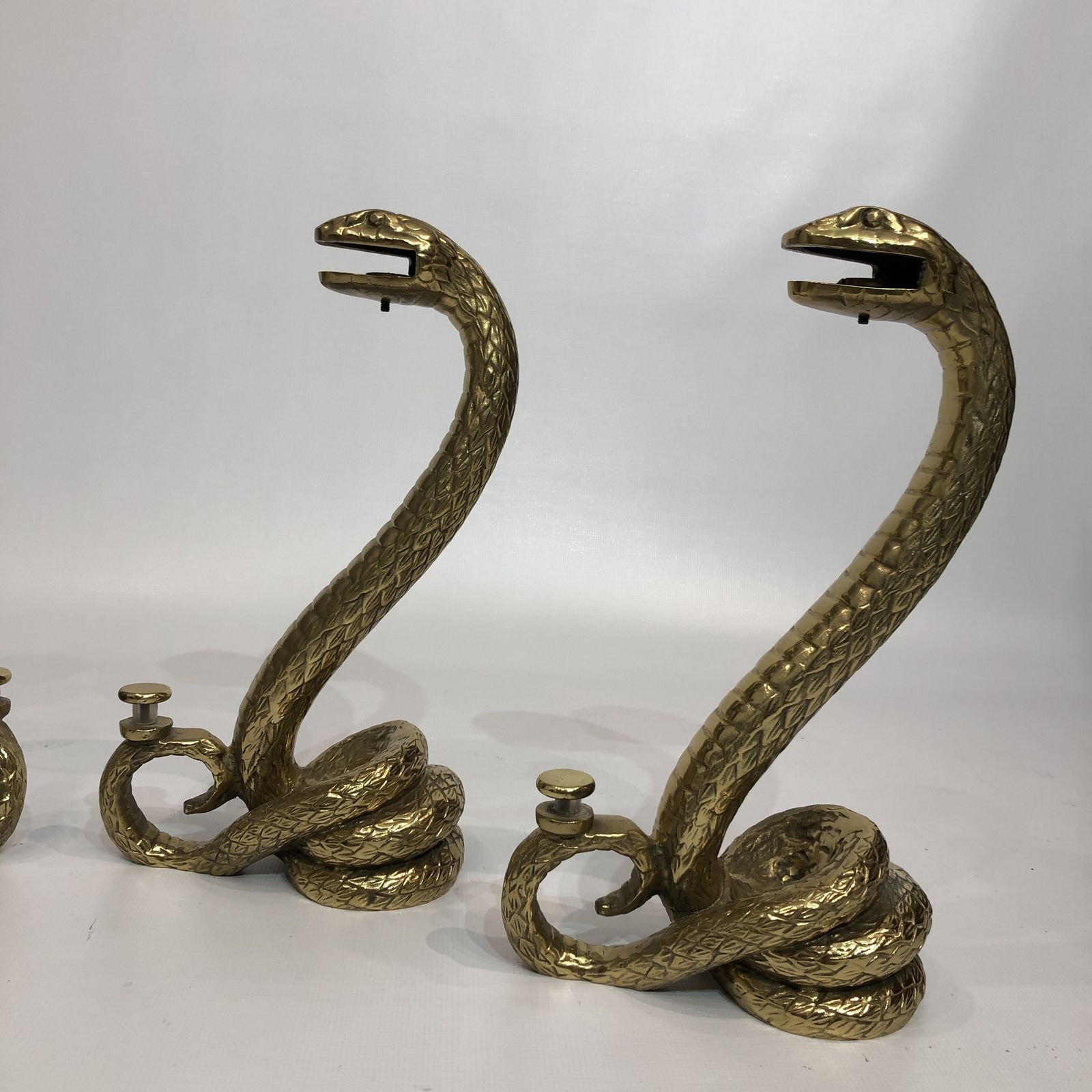 photo furniture Alain Chevret Brass Snakes Coffee Table 1970s Two Tier Hollywood Regency