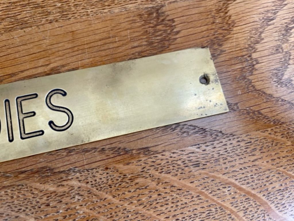 Mid Century Ladies Toilet Sign In Solid Brass photo for sale