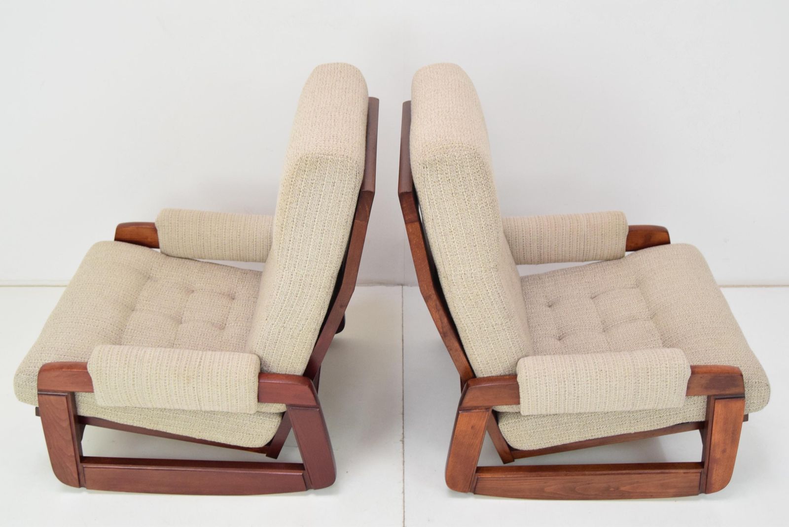 Furniture Pair Of Mid Century Design Rocking Armchairs,1980's. photo