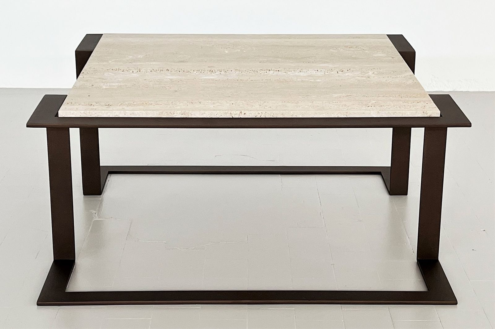 Italian Mid Century Travertine Marble Coffee Table And Metal Base, 1970 photo buy