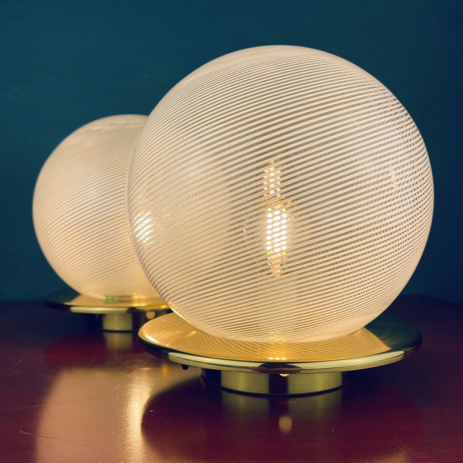 Classic Swirl Murano Glass Table Lamps By F.Fabbian Italy 1970s Set Of 2 photo buy