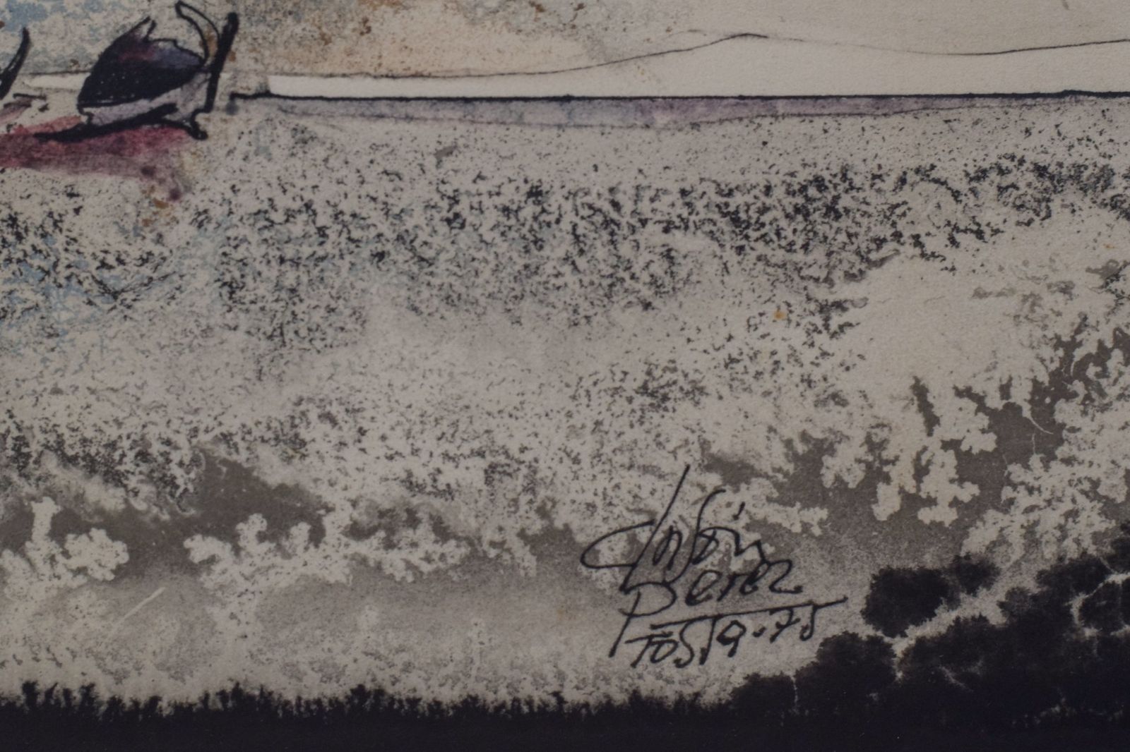 Boat On A Moonlit Seascape. Watercolour On Paper photo 244.0