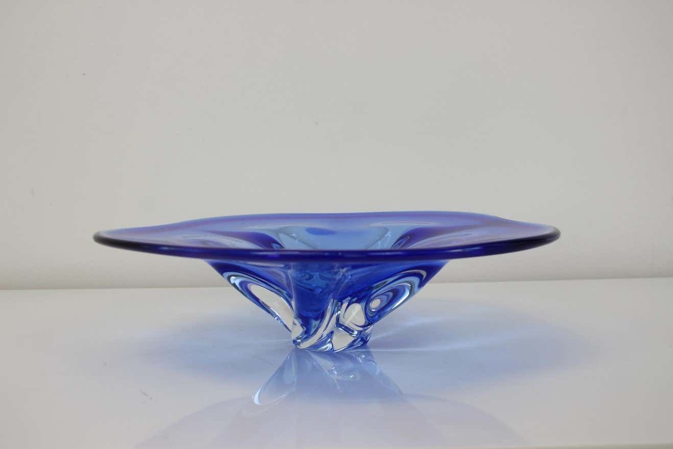 Czech Art Glass Bowl By Josef Hospodka For Chribska Glassworks, 1960's photo furniture