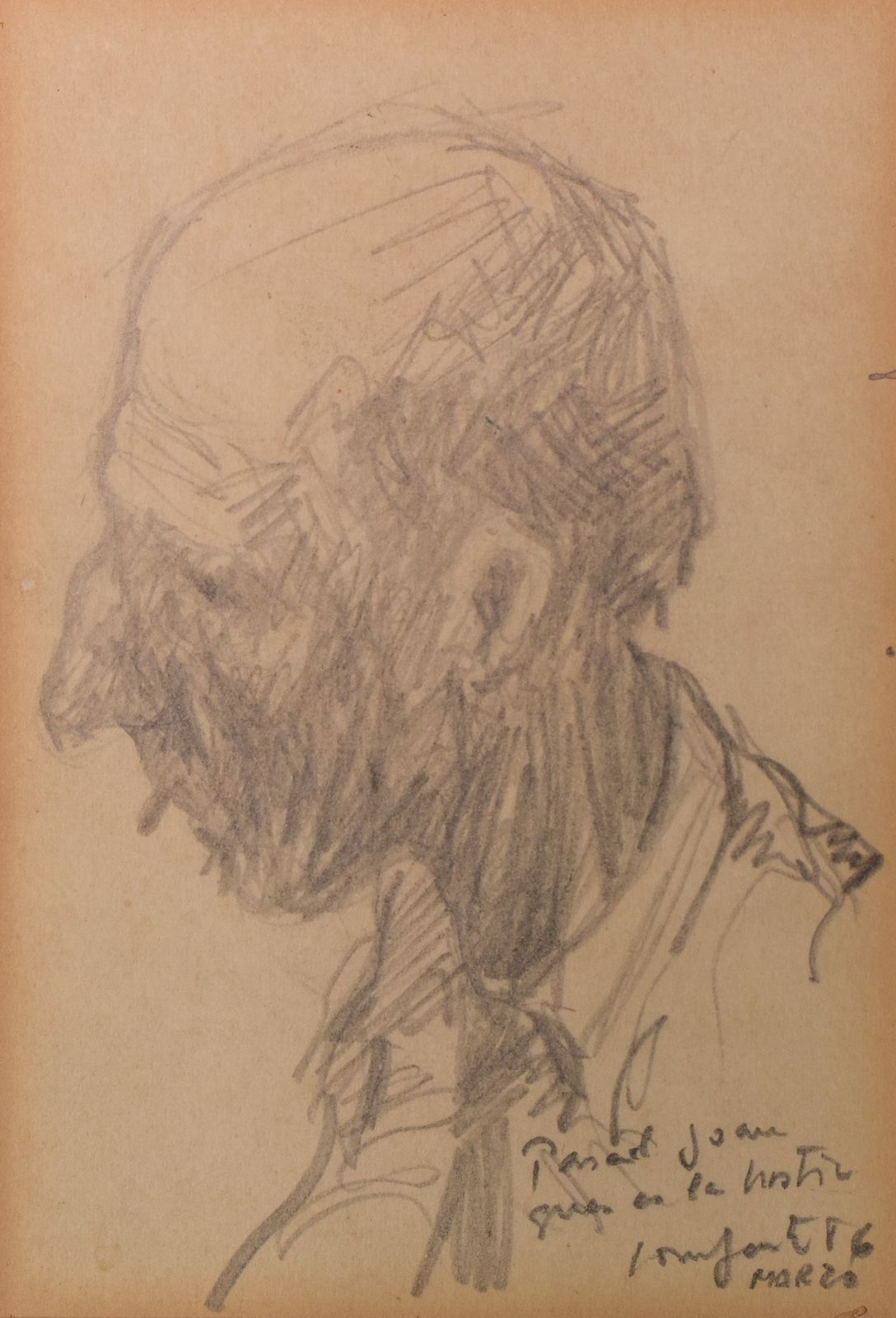Pencil Sketch Of A Man, 1920s, Paper