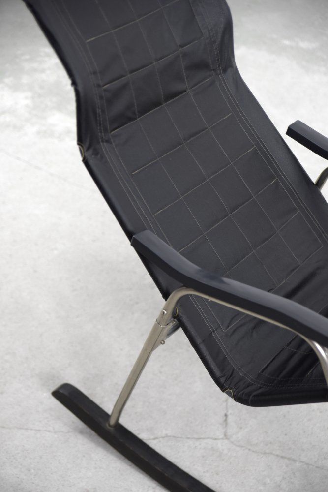 photo buy Postmodern Black Leather Rocking Chair By Takeshi Nii, 1950s