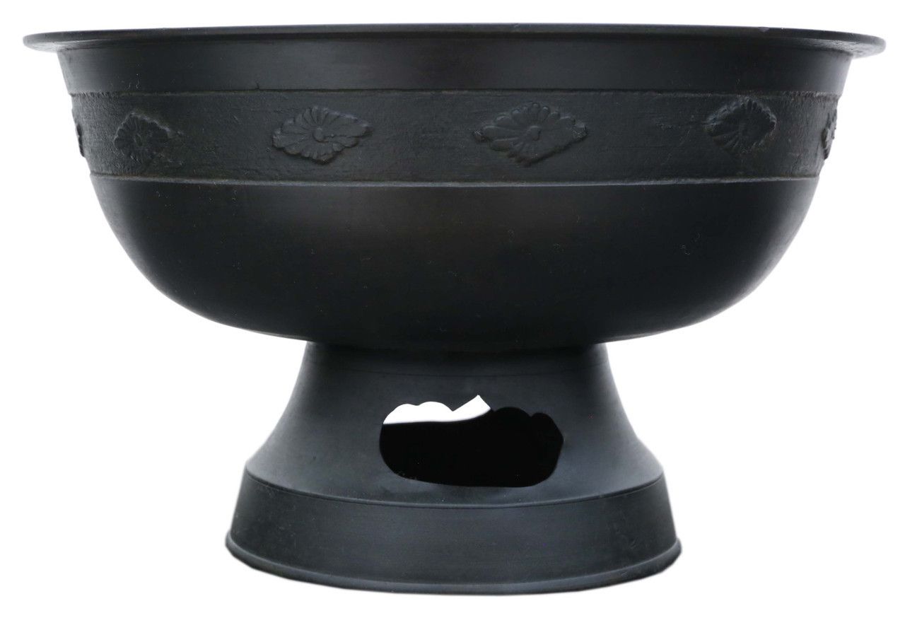 Antique Oriental Japanese Large Fine Quality Bronze Bowl Planter Jardinière Censor Late Edo Period, Mid 19th Century Buddhist Tearai photo furniture