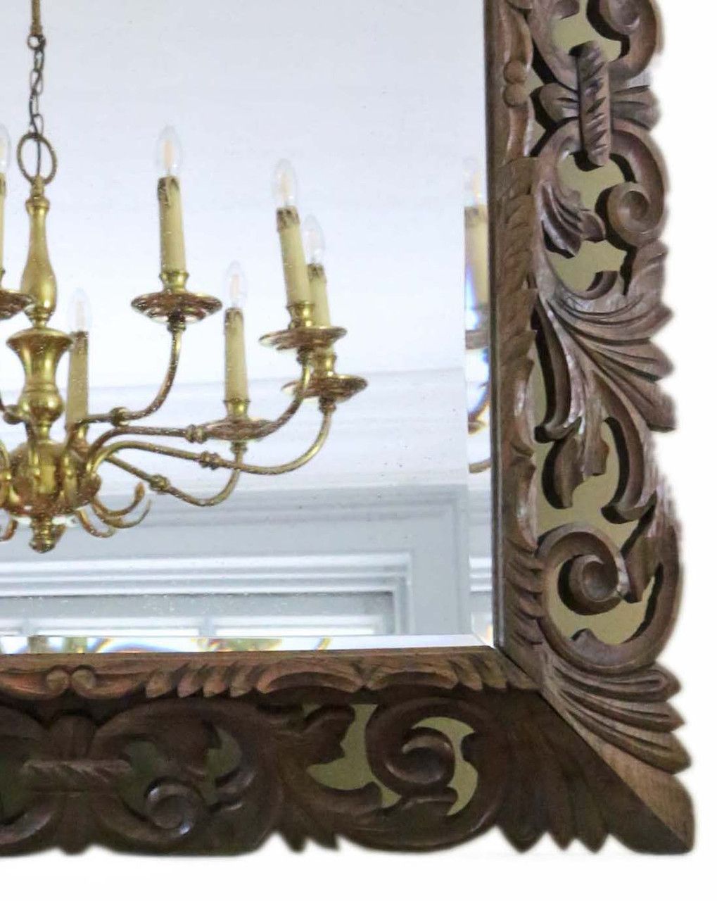 Antique Large C1900 Quality Florentine Carved Padauk Wall Mirror Overmantle photo Home Decor