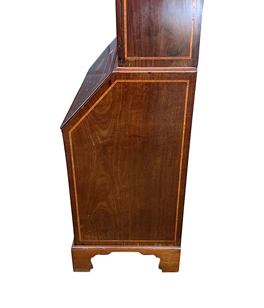 Furniture A Very Rare And Fine Early 19th Century Georgian Inlaid Bureau Bookcase photo