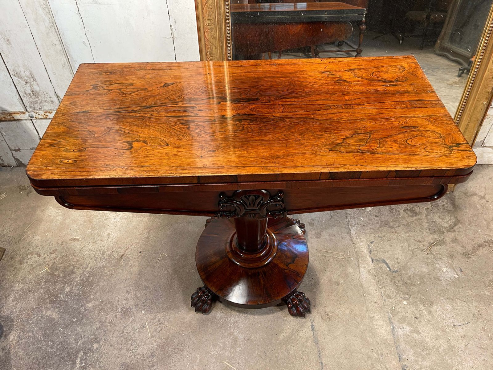 Exceptional Antique Regency Rosewood Card Games Console Table Circa 1830 photo vintage
