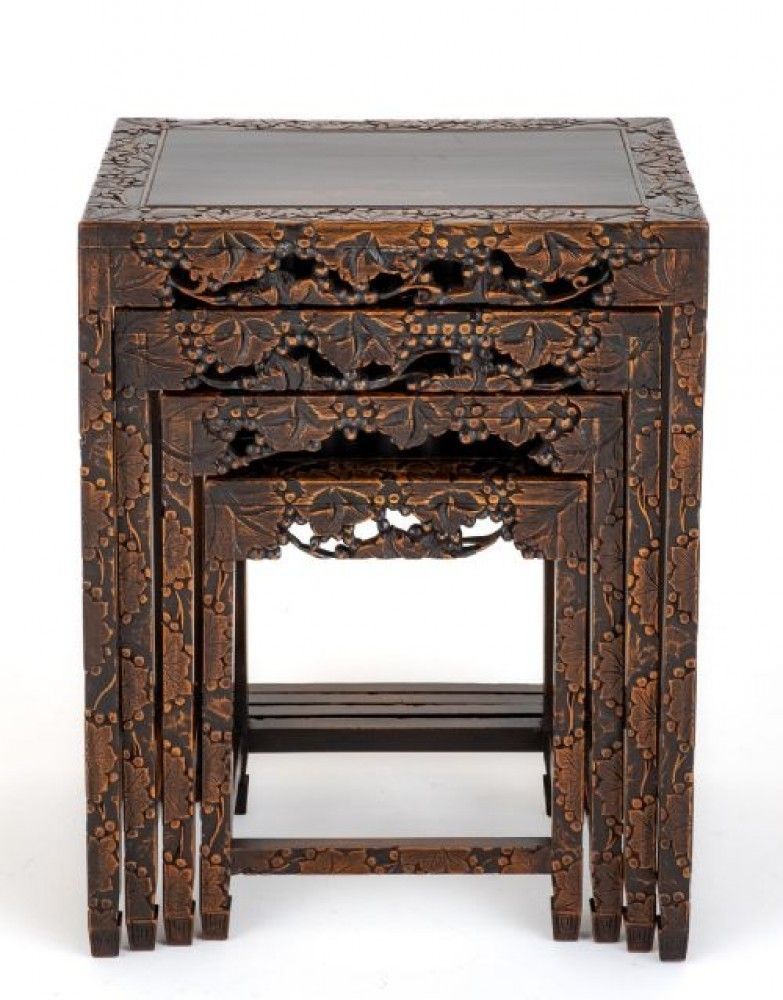 Chinese Nest Tables Hardwood Antique Quartetto photo furniture