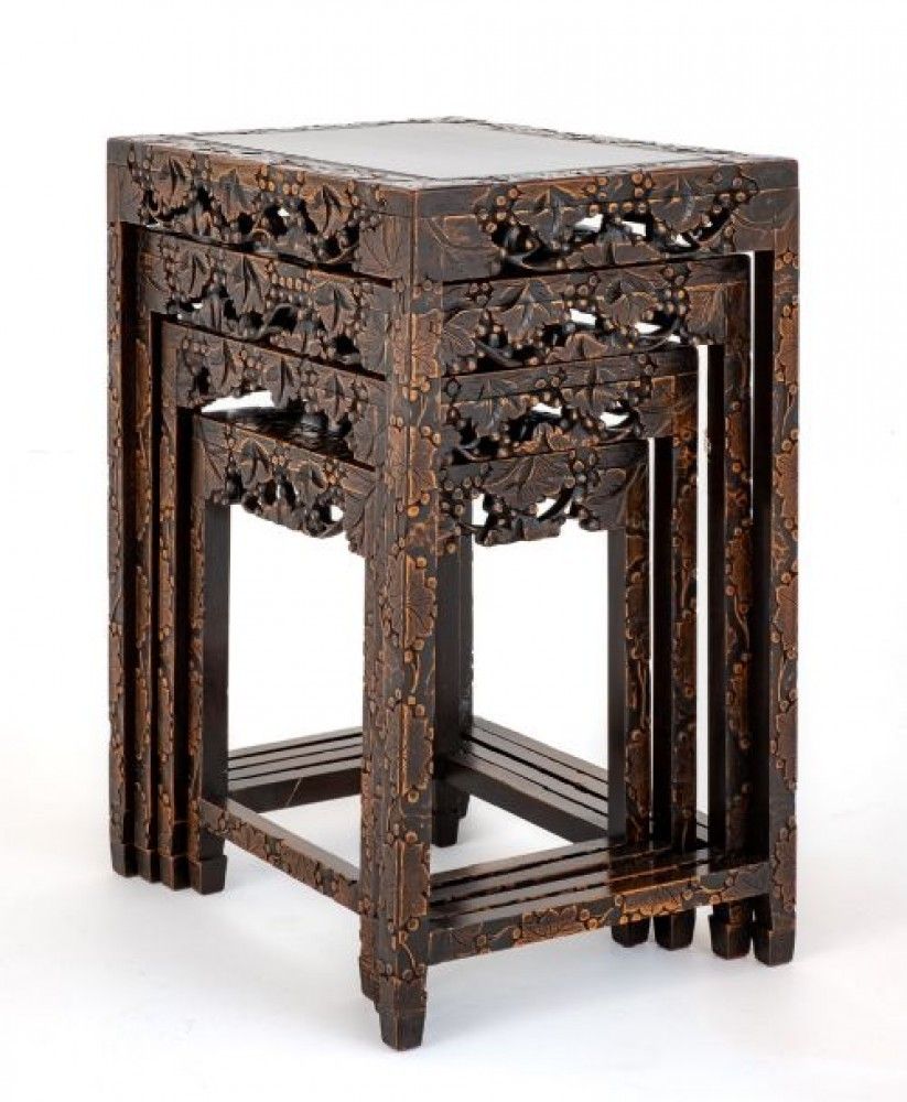 Chinese Nest Tables Hardwood Antique Quartetto photo Furniture