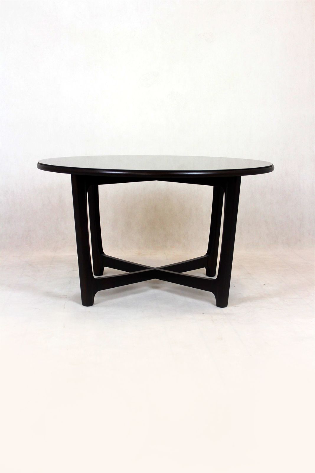 Restored Wooden Round Coffee Table, Czechoslovakia, 1970s photo furniture