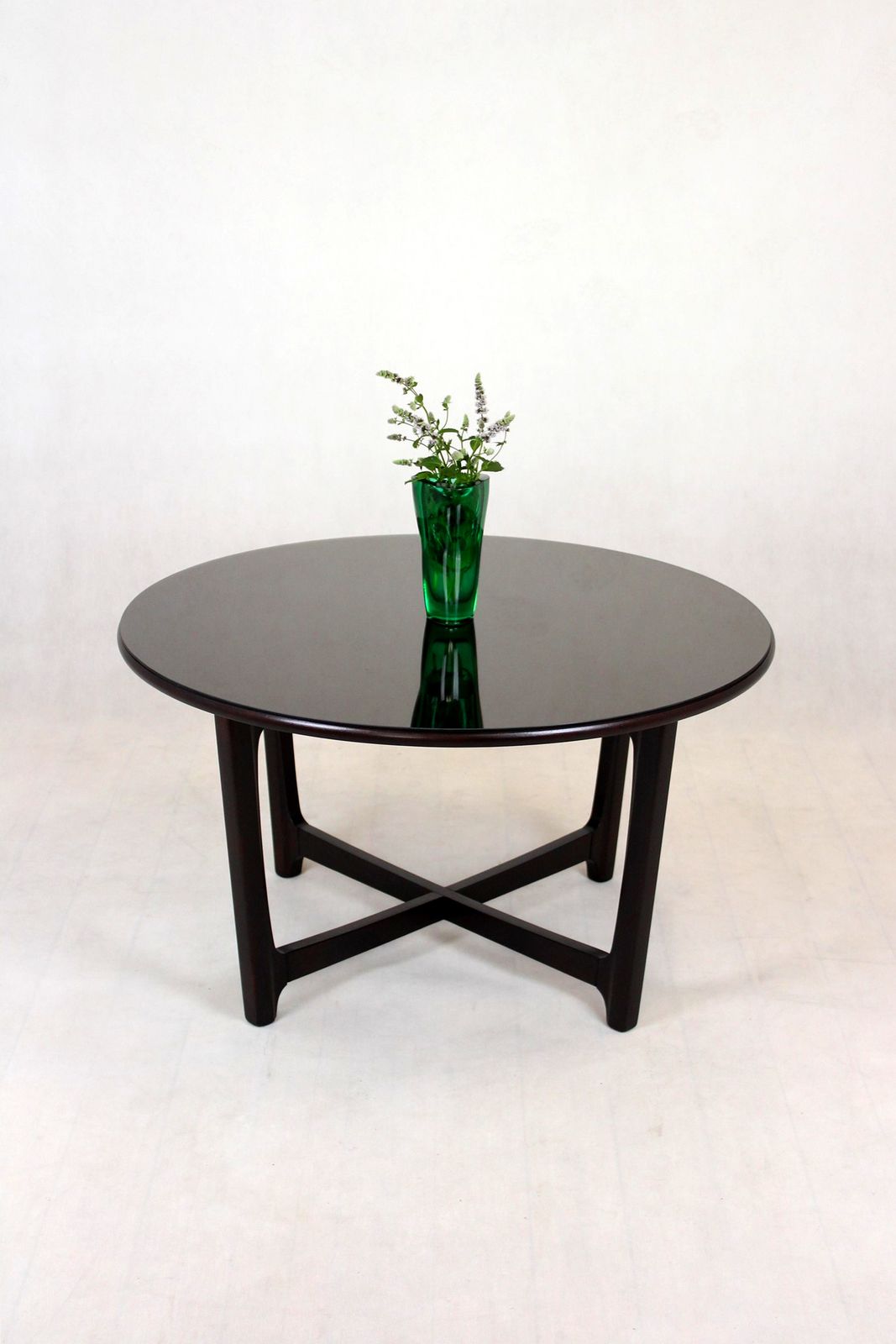 photo for sale Restored Wooden Round Coffee Table, Czechoslovakia, 1970s