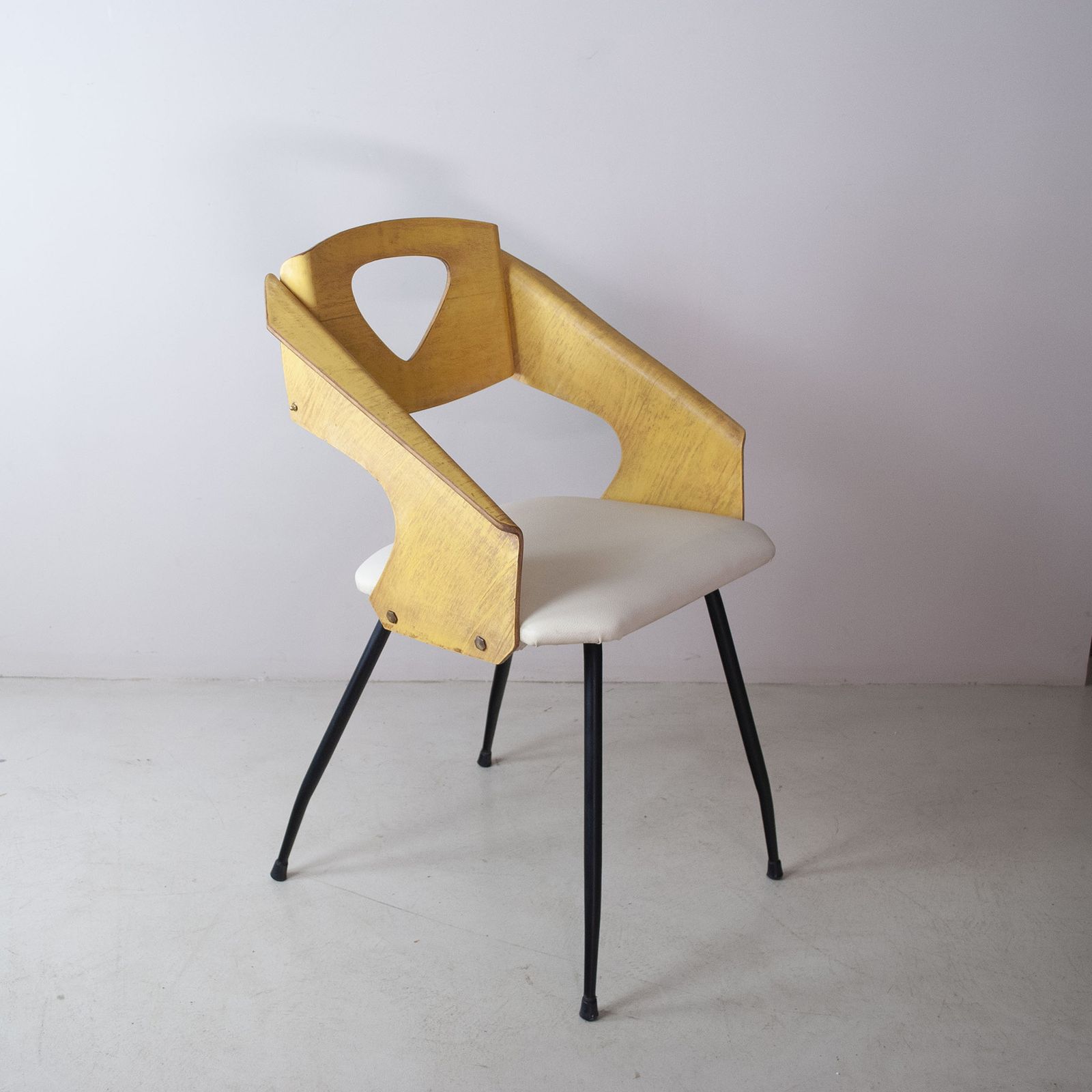 Carlo Ratti Italian Midcentury Chair In Curved Wood photo vintage