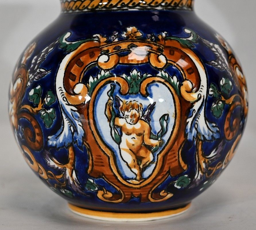 photo buy Tray And Vases In Gien Earthenware, Renaissance Style, Early 20th Century