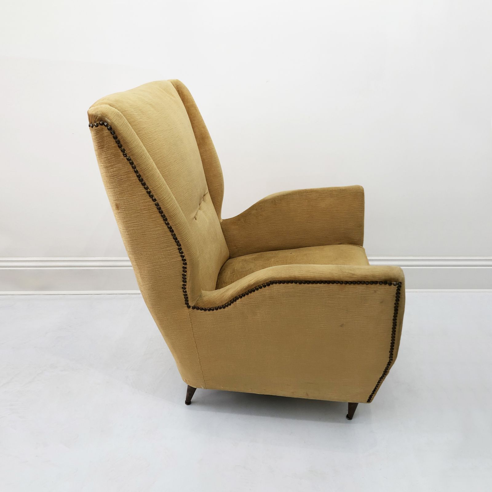 Gio Ponti For Isa Vintage Yellow Wingback Armchair 1950s Mid Century Italian Modernism We Can Upholster photo 3255.0