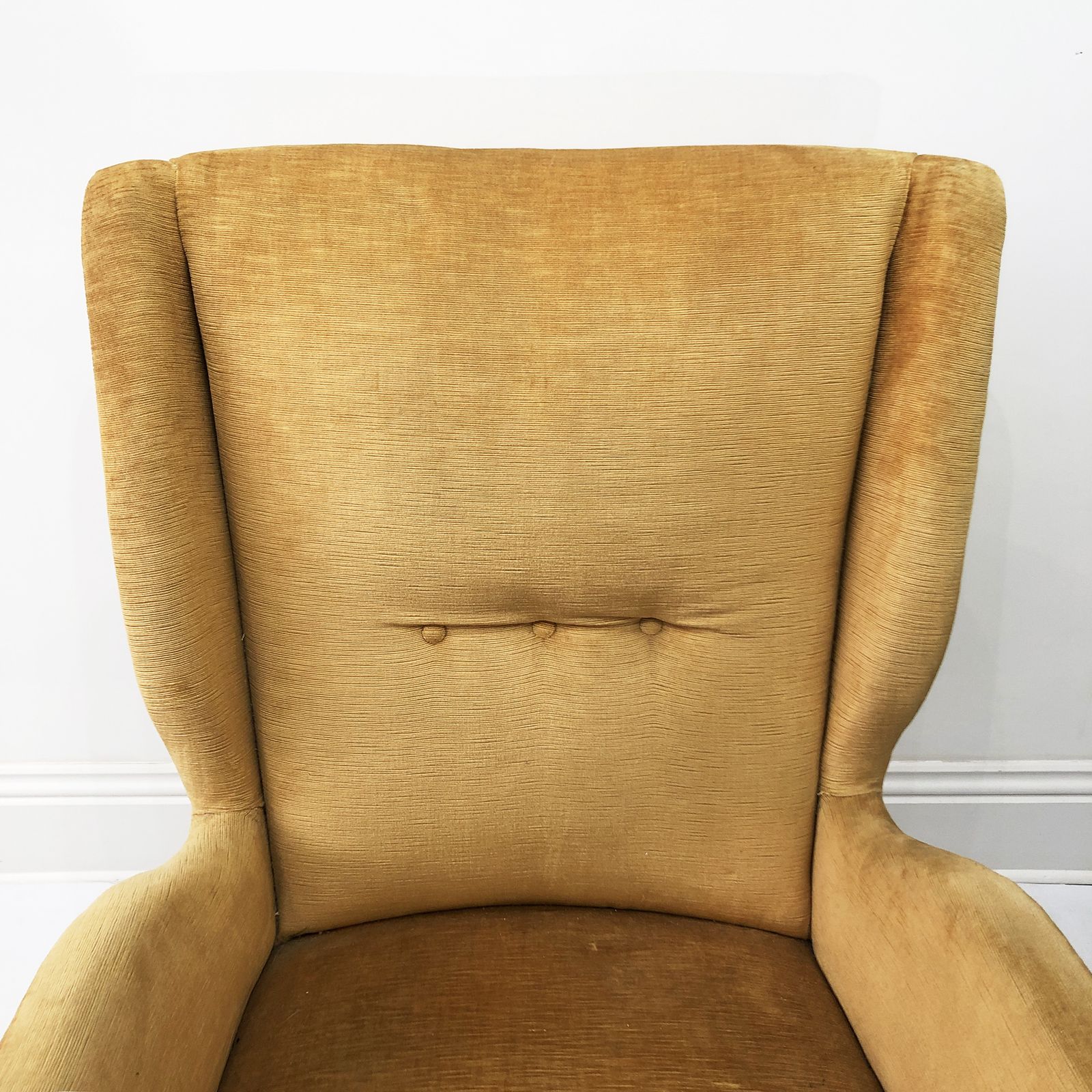 photo furniture Gio Ponti For Isa Vintage Yellow Wingback Armchair 1950s Mid Century Italian Modernism We Can Upholster