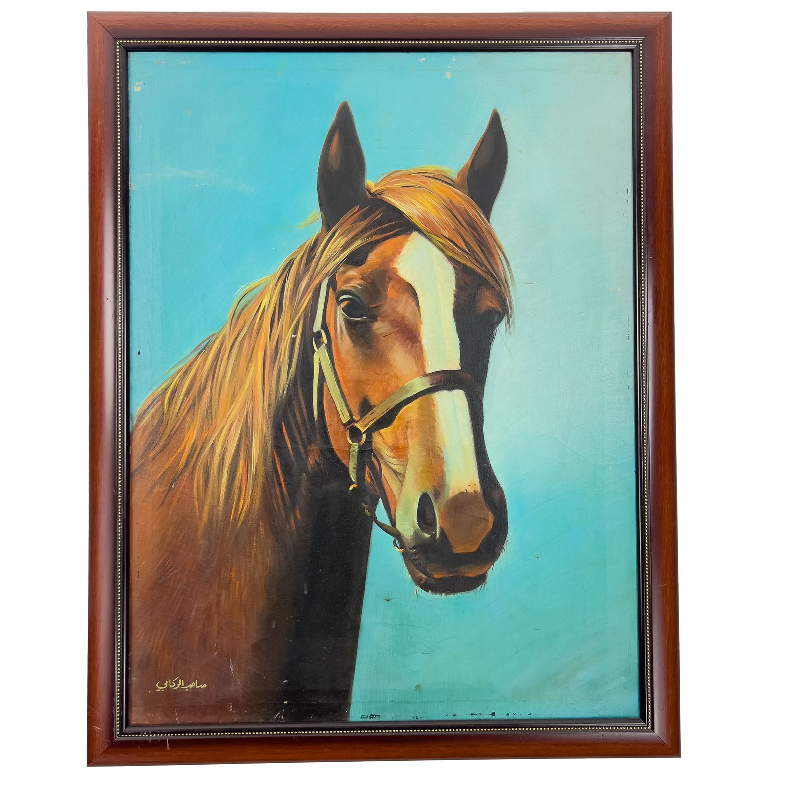 Oil On Canvas Arabian Horse Painting photo for sale