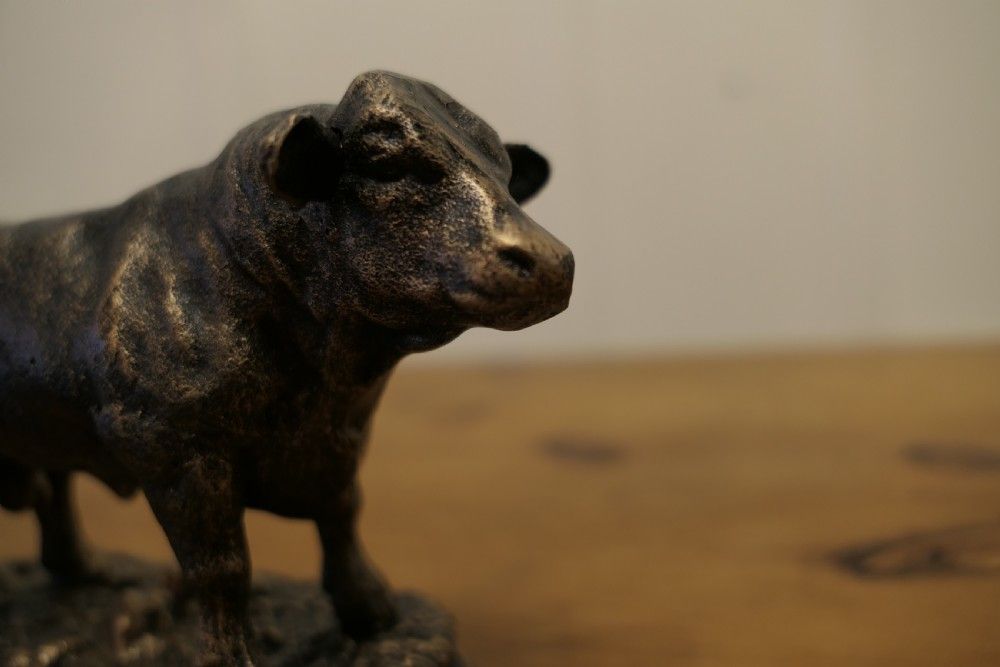 Iron Bull Desk Ornament With Bronze Finish Patina photo 300.0
