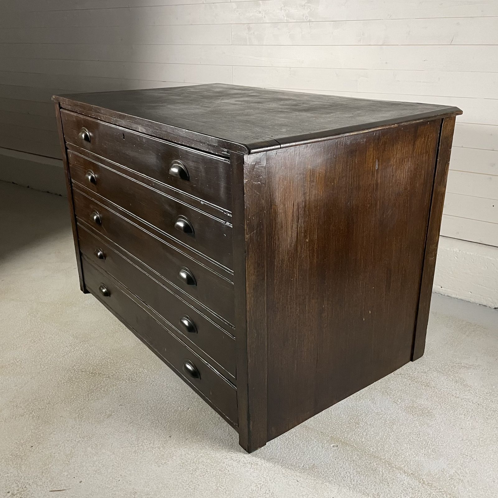 Antique Stained Pine 5 Drawer Plan Chest photo buy