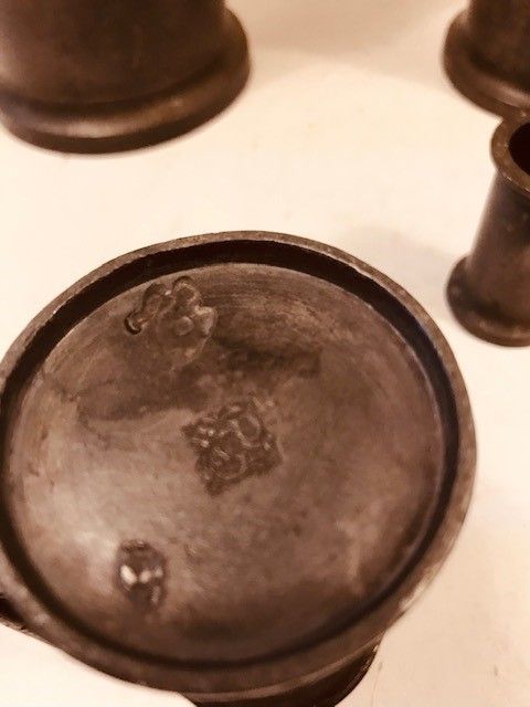 A Set Of 7 French Graduated Pewter Measures 1 Litre To 1 Centilitre photo Home Decor