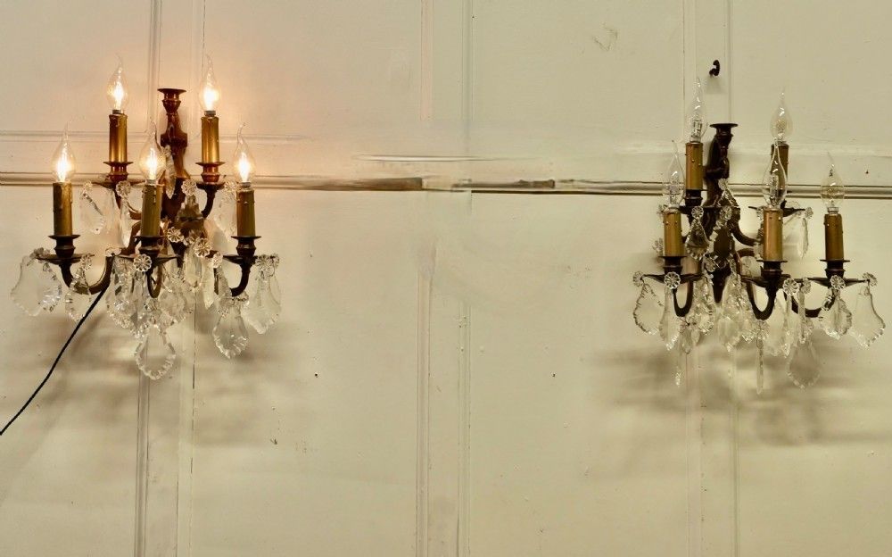 A Pair Of French Brass 5 Branch Wall Light, Chandeliers photo furniture