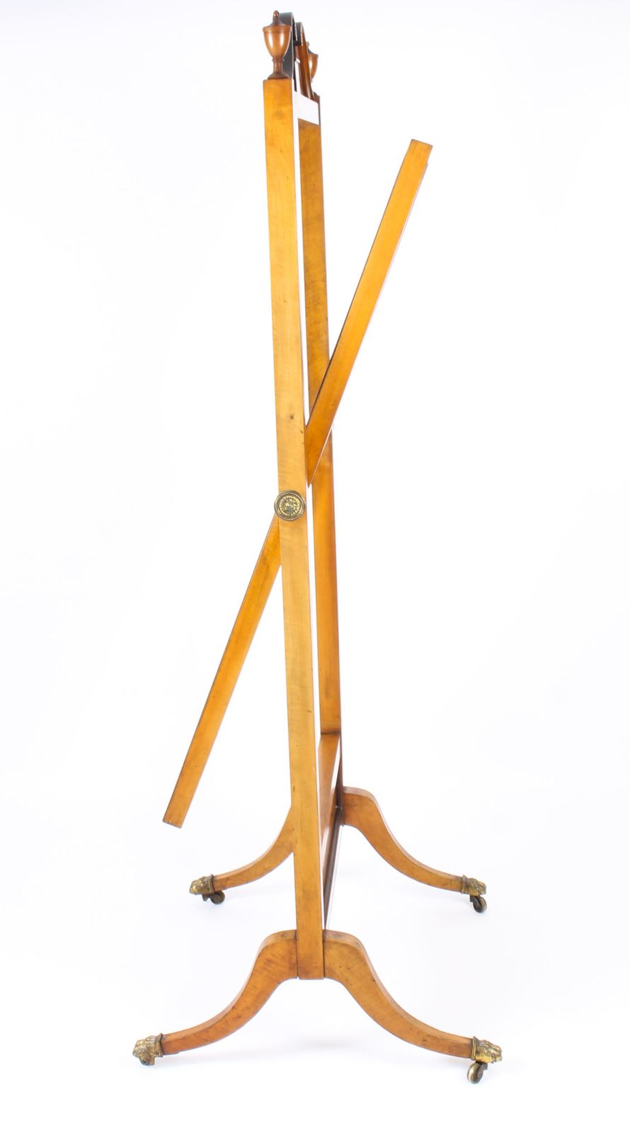 photo for sale Edwardian Satinwood Marquetry Inlaid Cheval Mirror C.1900