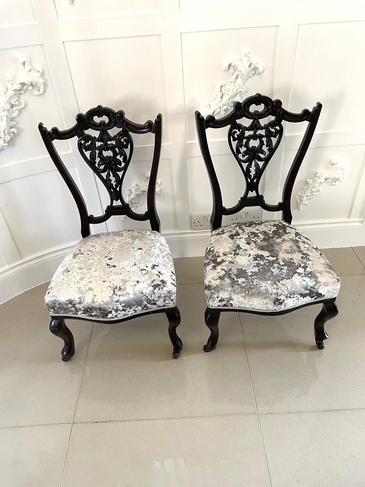 Antique Pair Of Quality Ebonised Side Chairs photo 1250.0