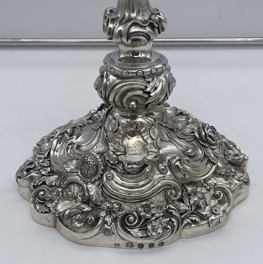Early 19th Century Antique George IV Silver Pair Cast Candelabra London 1825 Joseph Craddock & Robert Garrard photo Home Decor