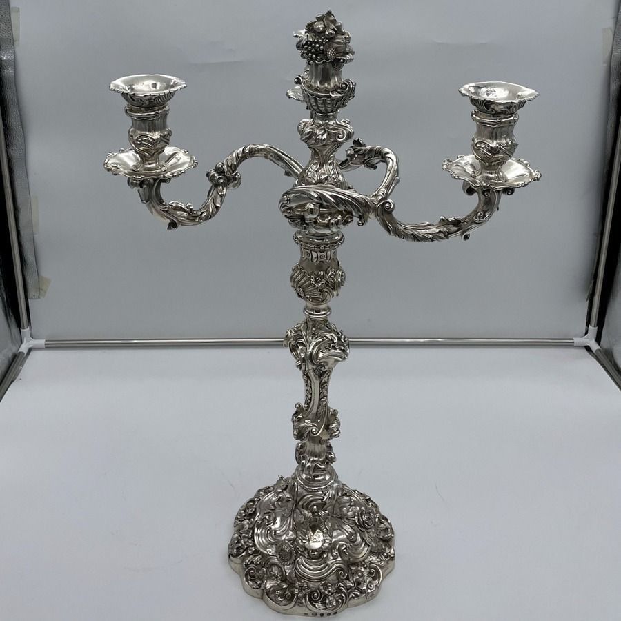 Early 19th Century Antique George IV Silver Pair Cast Candelabra London 1825 Joseph Craddock & Robert Garrard photo vinterior